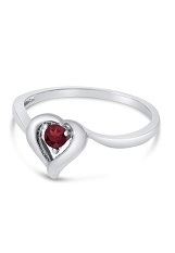 lovely white gold heart round garnet gemstone baby birthstone ring